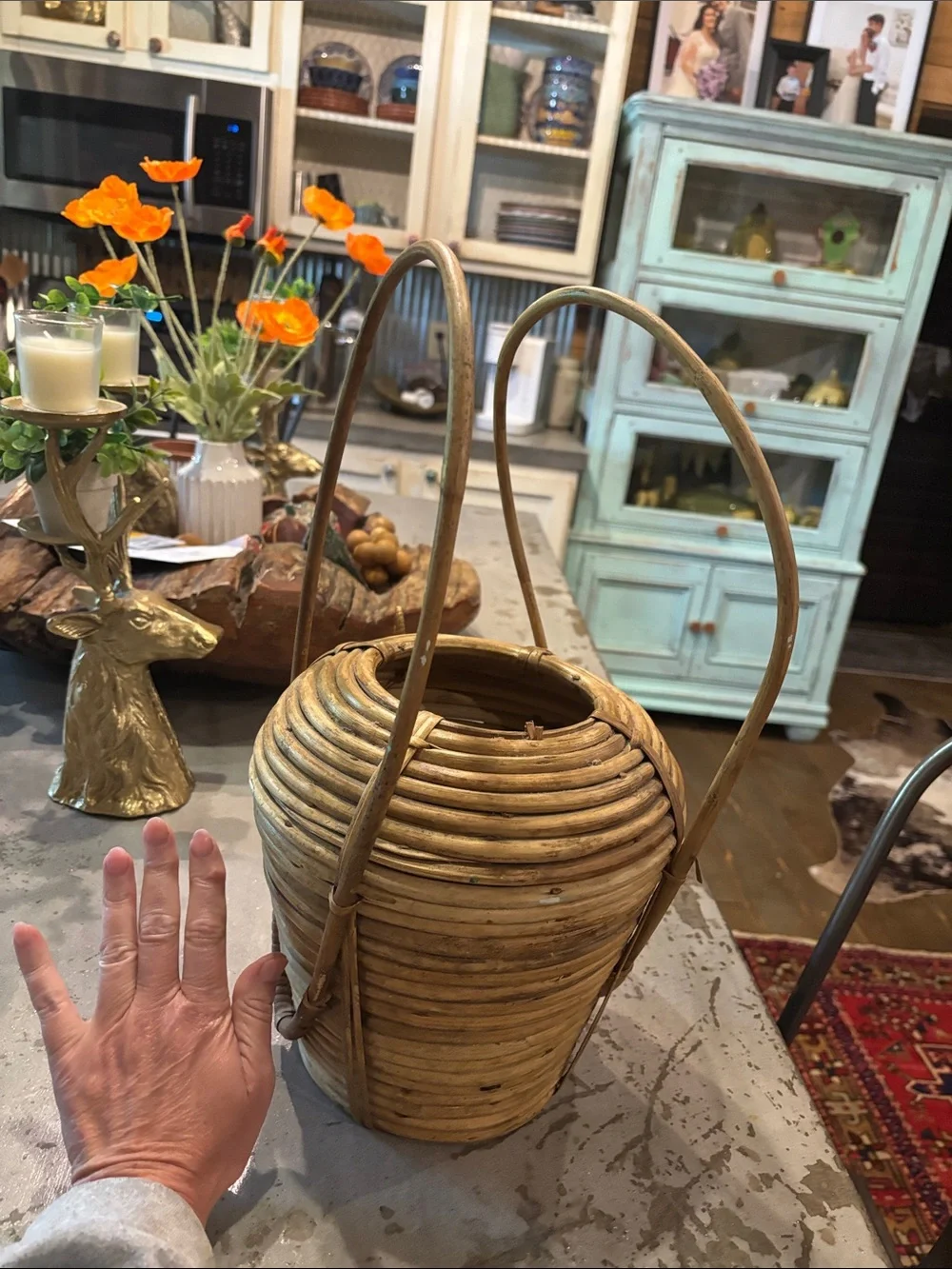 Woven Rattan Decorative Basket - Natural Brown